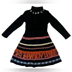 DISNEY Hocus Pocus Dani Dennison Girls Costume Stretch Velvet *Dress Only Sz M